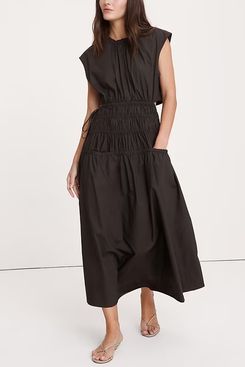 Banana Republic Smocked Cotton Poplin Maxi Dress with Open Back