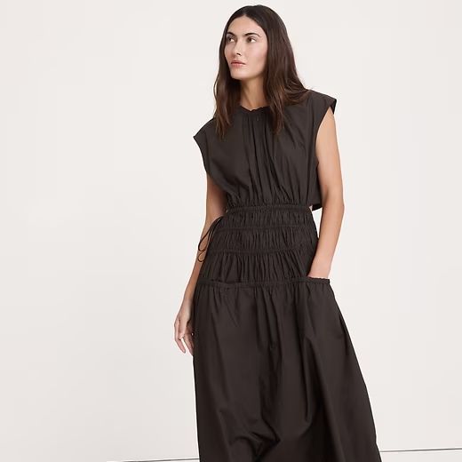Banana Republic Smocked Cotton Poplin Maxi Dress with Open Back