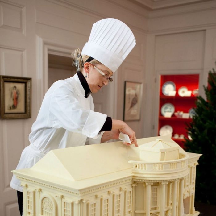 At work on the gingerbread White House.