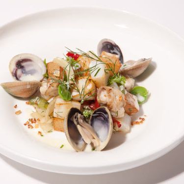 Sepia, monk fish, cockles, fennel, peppers,potatoes, garlic & spicy aioli