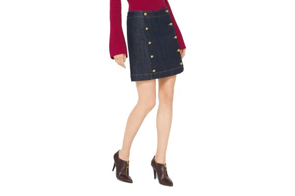 Michael by Michael Kors Button-Front Denim Mini Skirt