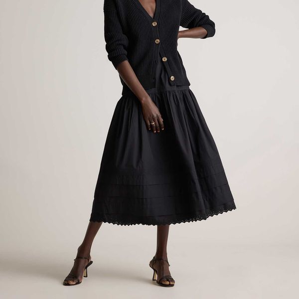 Quince 100% Organic Cotton Poplin Pintuck Maxi Skirt