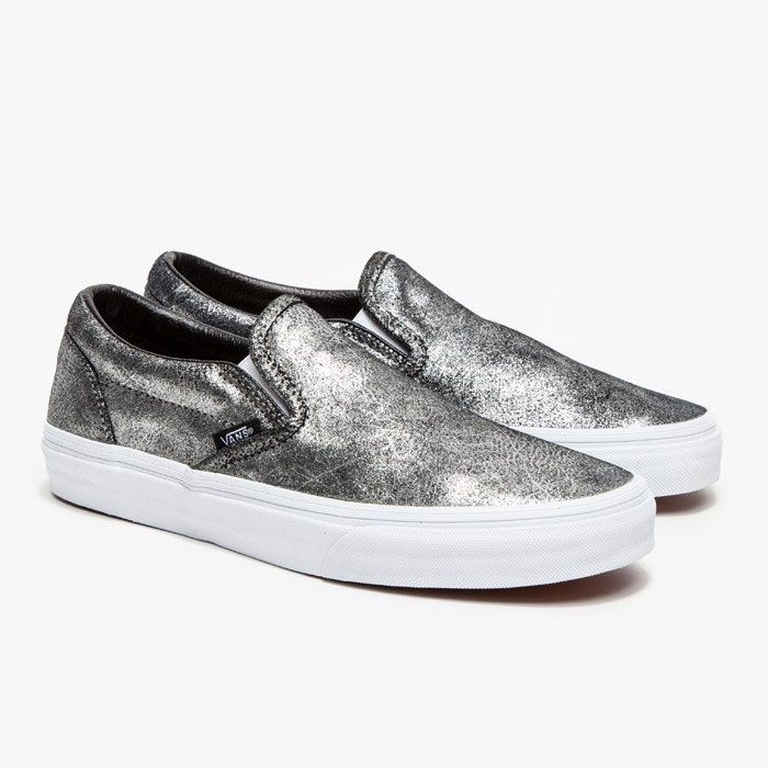 silver slip on vans