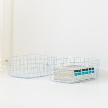 Open Spaces Large Wire Baskets, Set of 2, Light Blue