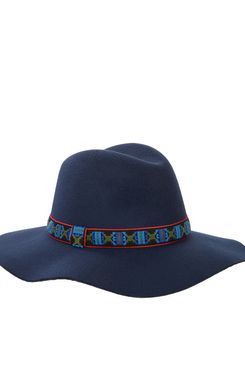 Scoop Casual Boho Wide Brim Felt Fedora with Embroidery