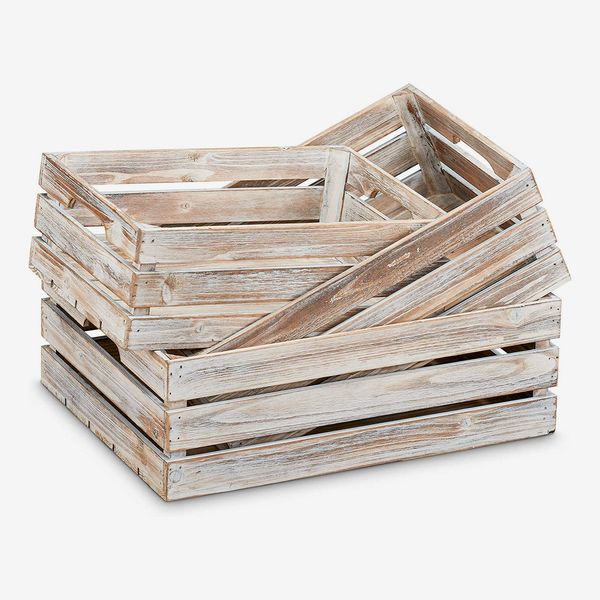 Barnyard Designs Rustic Wood Nesting Crates with Handles