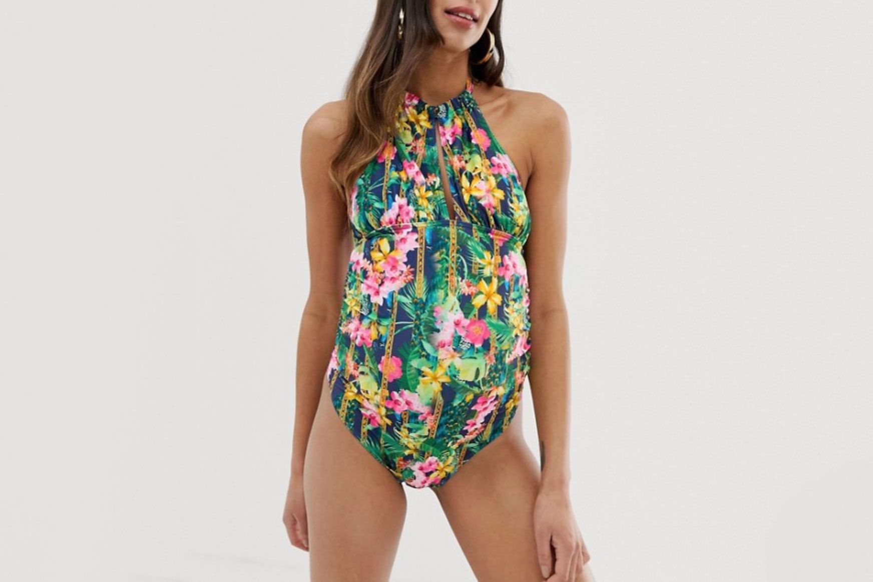 ASOS DESIGN tall T back swimsuit in abstract floral | ASOS