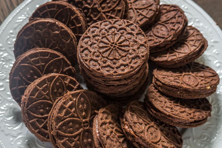 Weller and Ventura's chocolate pizzelle, filled with homemade Nutella.