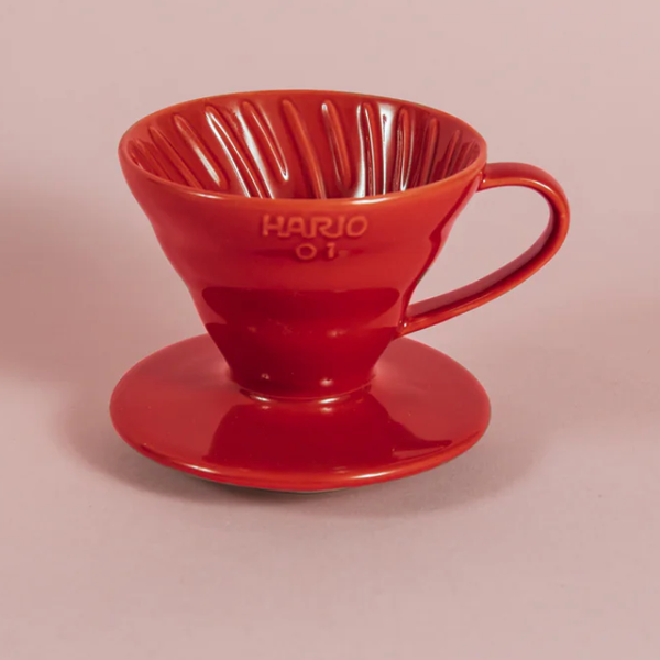 Hario V60 Ceramic Coffee Dripper Pour Over Cone Coffee Maker Size 01, Red