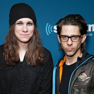 NEW YORK, NY - JANUARY 10: Laura Jane Grace and Atom Willard of Against Me! visit the SiriusXM Studios on January 10, 2014 in New York City. (Photo by Cindy Ord/Getty Images)