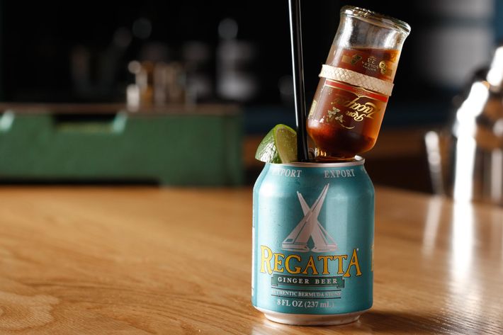 Dark & Stormy: Ron Zacapa Solera rum, ginger beer, and fresh lime.