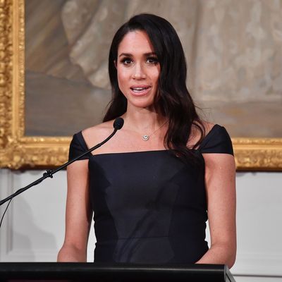 Meghan Markle giving a speech about the New Zealand women's suffrage movement.