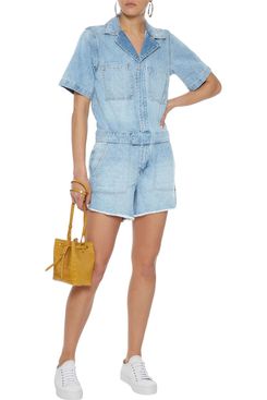 DL1961 Hannah Frayed Denim Playsuit