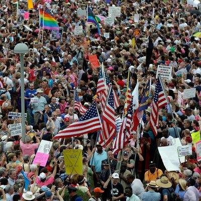 Protestors rally during 