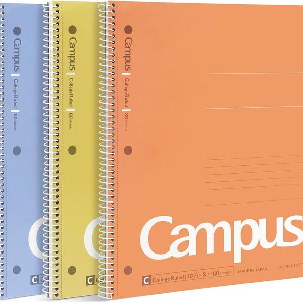 Kokuyo Campus Spiral Notebook, 10.5” x 8,” College-Ruled (3-Pack)