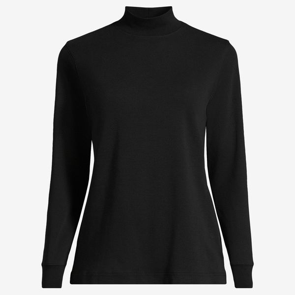 Lands' End Women's Relaxed Cotton Long Sleeve Mock Turtleneck