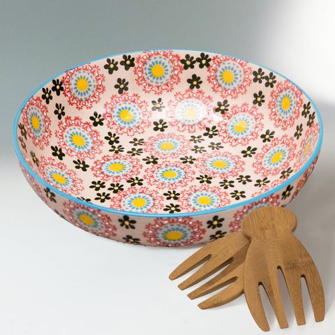 Large Salad Bowl Serving Platter with Salad Hands