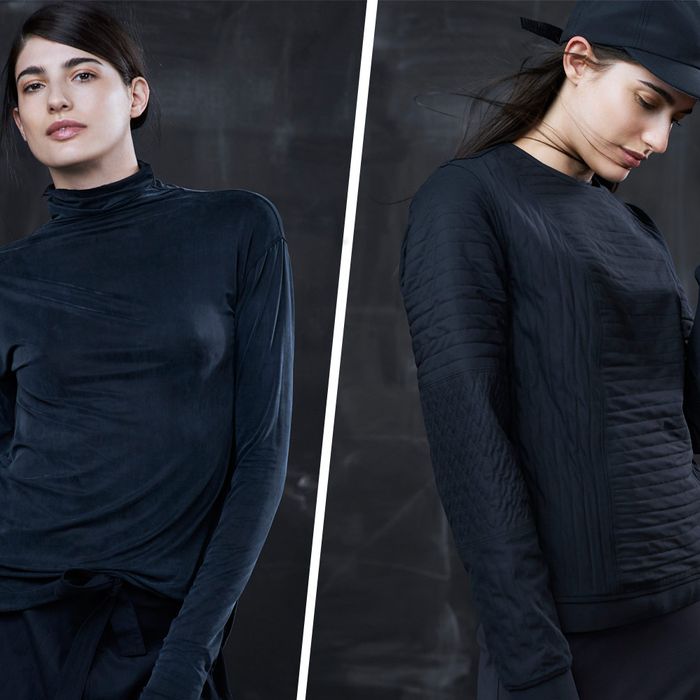 Two looks from the new Lululemon Lab concept store.