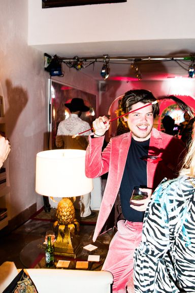 At Glenn O'Brien's TV party at Casa Claridge.