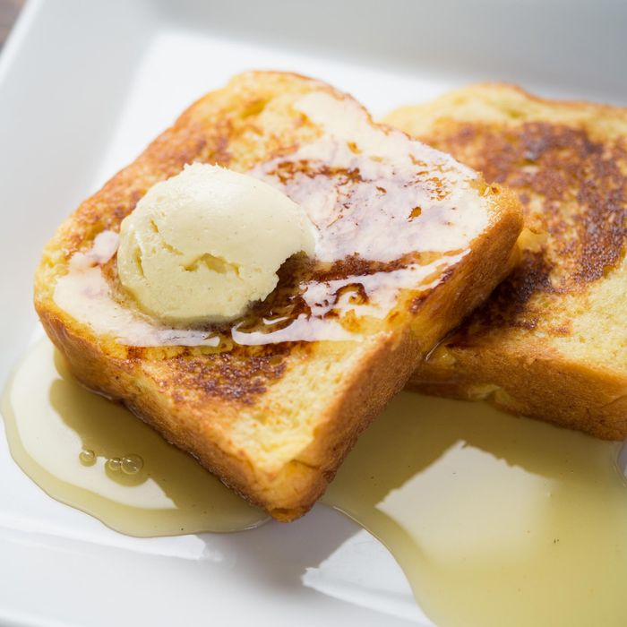Dirt Candy's corn French toast comes with yellow-corn jelly and bourbon-corn butter.