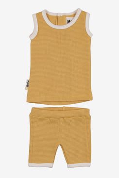 Conjunto de pantalones cortos y camiseta sin mangas de algodón con punto gofre Manière