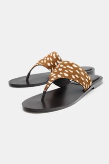 Zara Textured Leather Flat Sandal