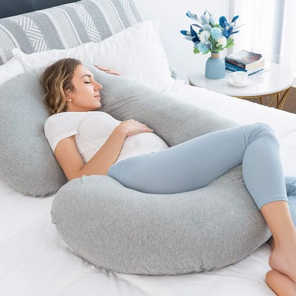 INSEN C Shaped Pregnancy Pillow with Velvet Cover