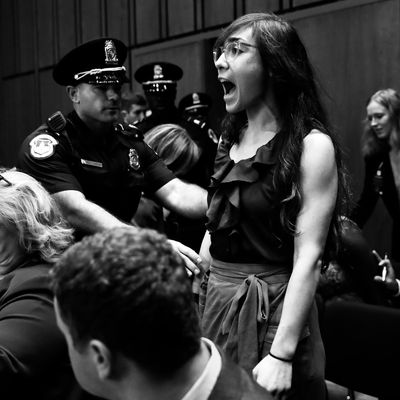 Protester at Brett Kavanaugh's confirmation hearing.