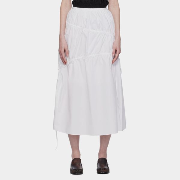 Kijun White Drawstring Maxi Skirt