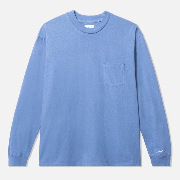 General Admission Long-sleeved Loose-Knit Pocket Tee, Blue