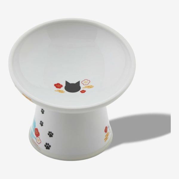 Necoichi Ceramic Raised Cat Food Bowl (Extra Wide Tilted)