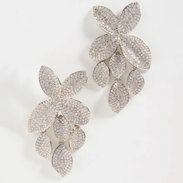 Shashi Flower Drop Pave Earrings