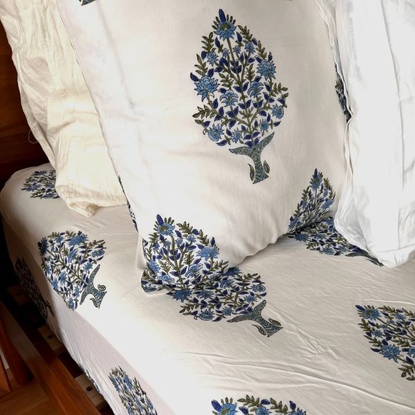 21 Tara Block-Print Fitted Sheet