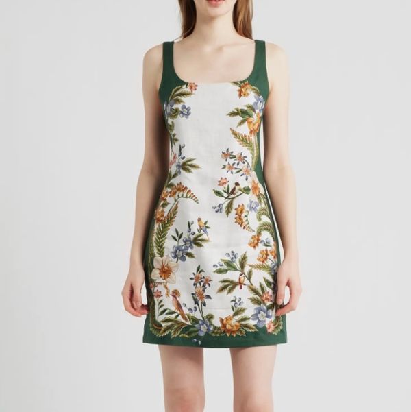 Farm Rio Nature Sand Print Linen Minidress