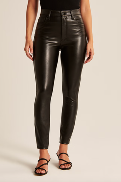 High Waisted Matte Faux Leather Skinny Pants