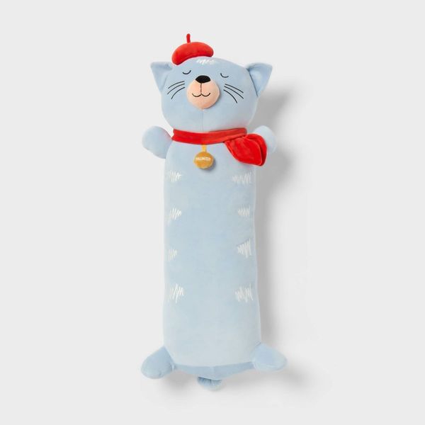 Pillowfort Cat Kids’ Long Weighted Plush Throw Pillow Blue