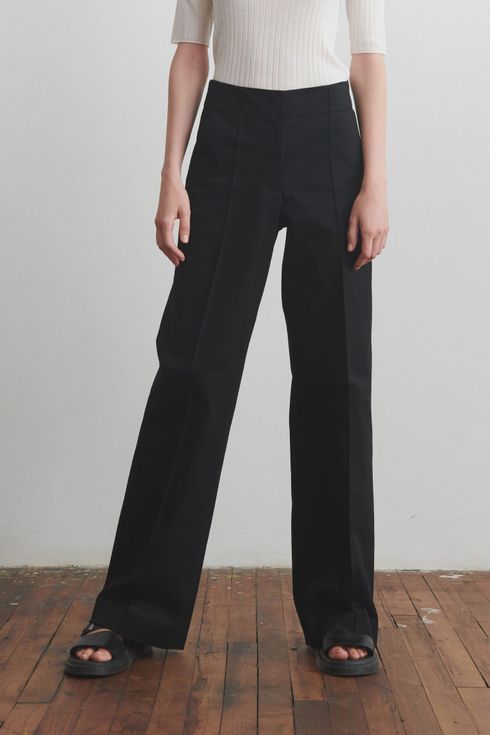 black fitted work trousers
