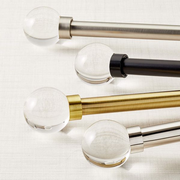 Crate and Barrel Glass Globe Finial and Curtain Rod Set