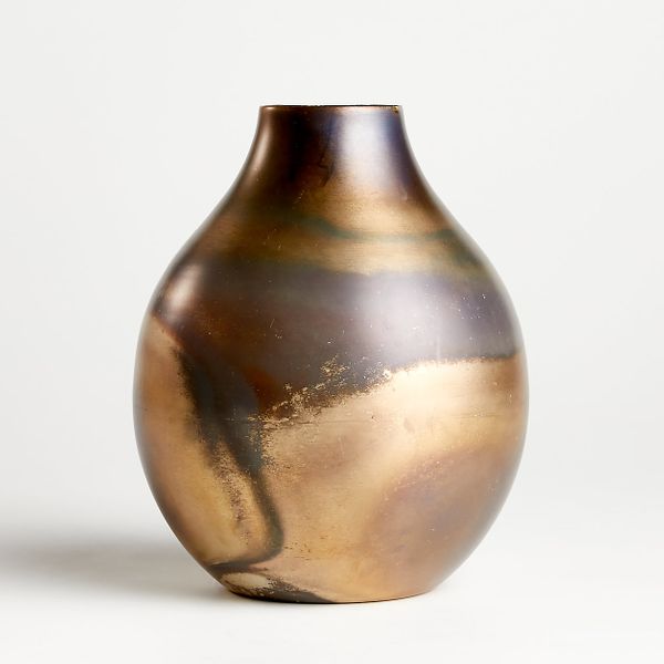 Crate & Barrel Bringham Medium Metal Vase