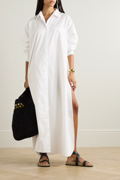 The Frankie Shop Avery Oversized Cotton-Blend Poplin Maxi Shirt Dress