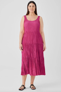 crushed silk tiered dress Dressing Room Diary: Crushed Silk and Organic Cotton at Eileen Fisher