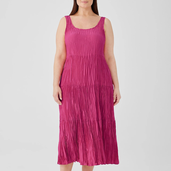 Eileen Fisher Crushed Silk Tiered Dress