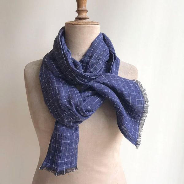 Linenbees Checkered Linen Scarf