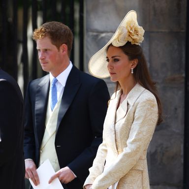 EDINBURGH, SCOTLAND - JULY 30:  Prince Harry and Catherine, Duchess of Cambridge depart after the Royal wedding of Zara Phillips and Mike Tindall at Canongate Kirk on July 30, 2011 in Edinburgh, Scotland. The Queen’s granddaughter Zara Phillips will marry England rugby player Mike Tindall today at Canongate Kirk. Many royals are expected to attend including the Duke and Duchess of Cambridge.  (Photo by Jeff J Mitchell/Getty Images)