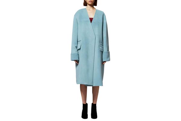 Topshop Collarless Wool Blend Coat