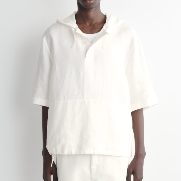 Cos Drawstring Hooded Linen Popover Shirt