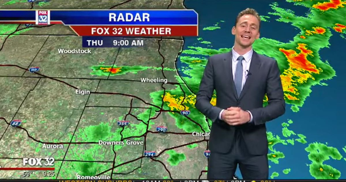 Tom Hiddleston Does the Local Weather Forecast As Loki, Stretching the ...