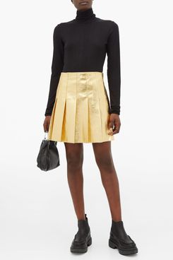 MSGM Eco Pleated Faux-Leather Mini Skirt