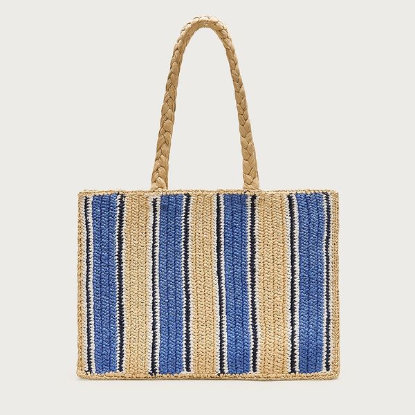 J.Crew Handknotted Straw Tote Bag in Stripe