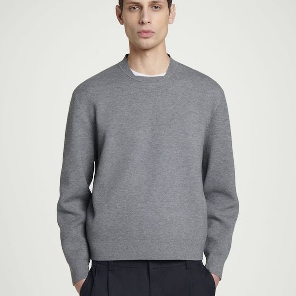 Cos Men's Double-Faced Bomber-Neck Knitted Sweater
